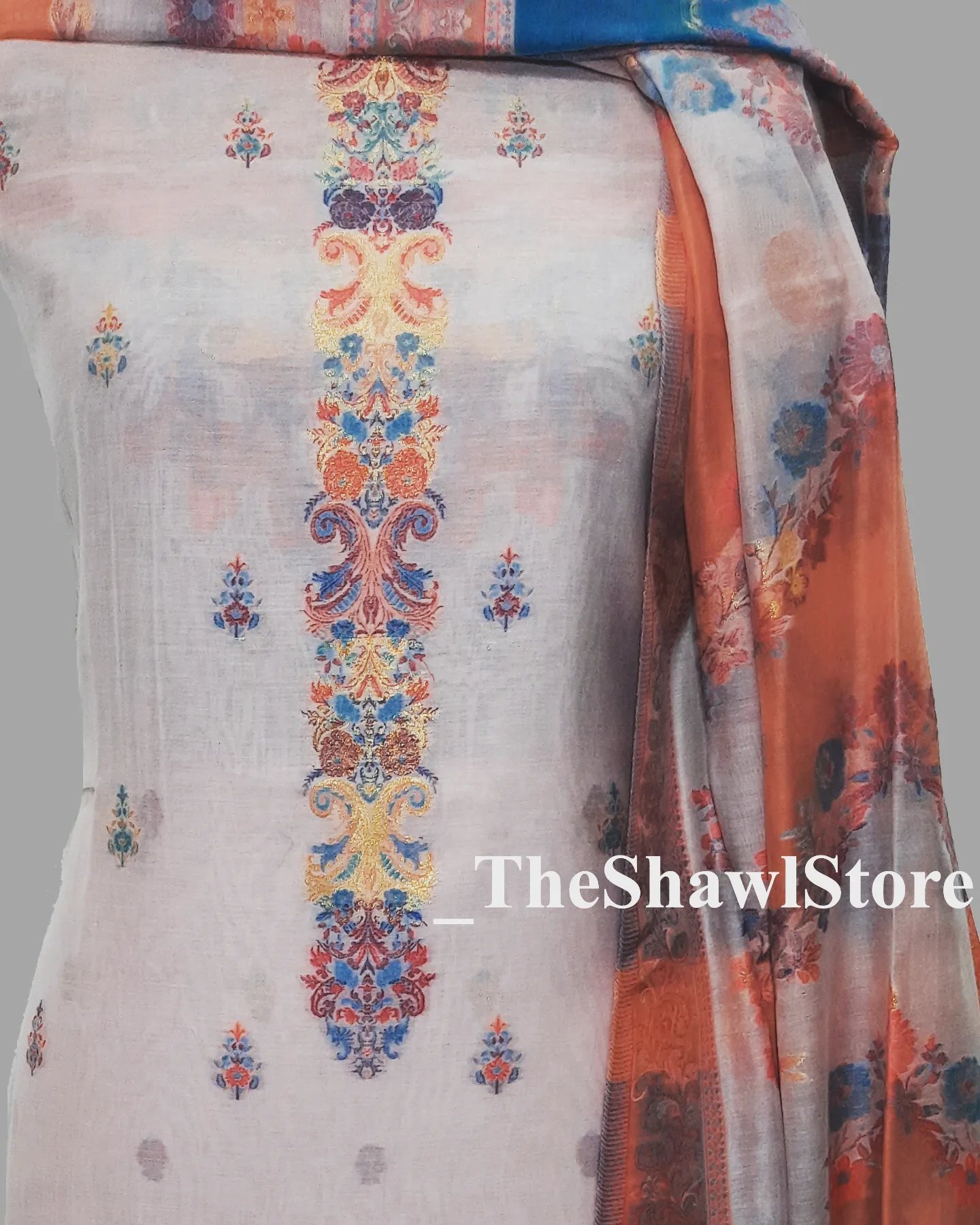 Stunning Blue Kashmiri Kani Work Cotton Silk Suit Set – Luxurion World