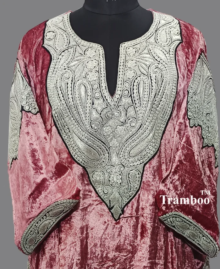 IMG 20250116 134753 759 Experience the epitome of luxury with the Tilla Embroidery Velvet Pheran from The Shawl Store. Designed for the discerning fashionista who appreciates bridal elegance, this exquisite ensemble combines traditional charm with contemporary style. Elevate your fashion game and make a statement at any gathering with this opulent outfit that is sure to leave a lasting impression.