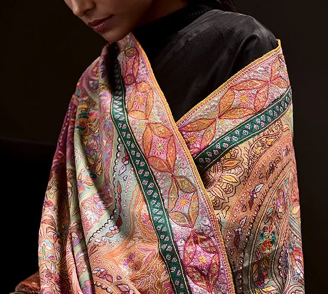 Kashmiri Hand Embroidery Pashmina Shawls